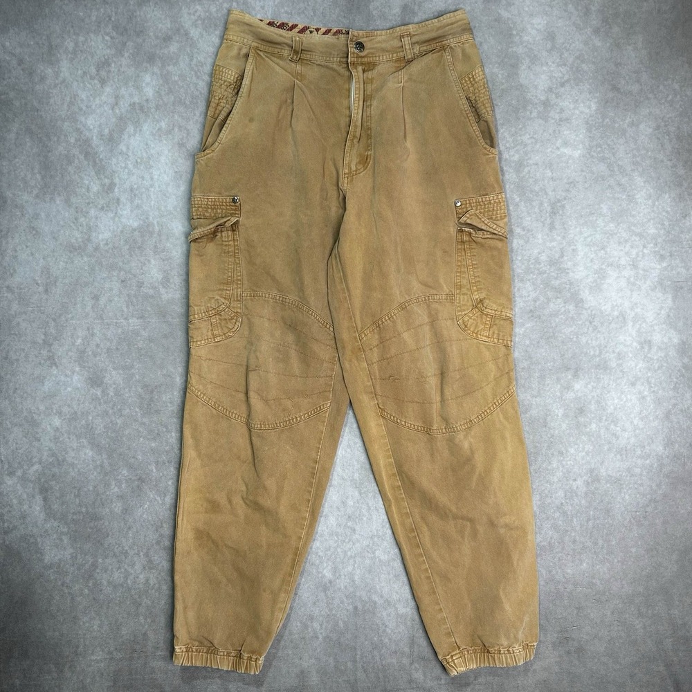Vintage Bugle Boy Khaki Baggy Jeans Unisex 30x29 Skater Cargo Jogger Double Knee